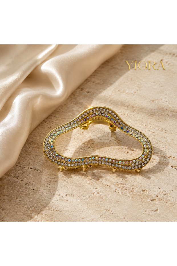 Special Design Women's Gold Color 6 cm Luxury Full Crystal Stone Metal Hairpin - Evening Dresses and Special Occasions