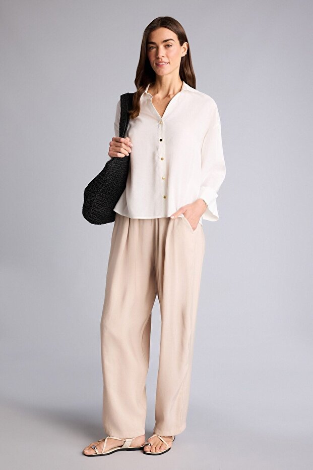Regular Fit High Waist Linen Look Trousers H8494Ax26Sm