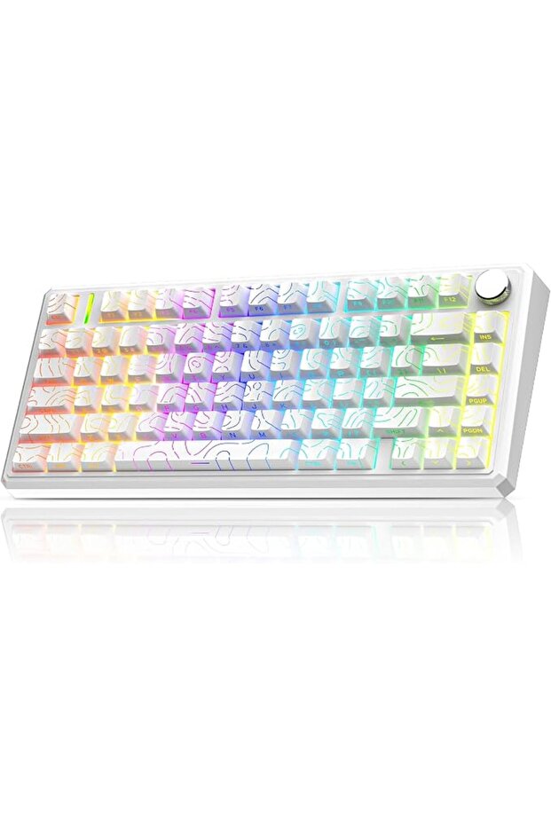 كيبورد دون فوياجر USB-C موديل N75 بثلاثي الأوضاع و RGB و هوت سواب بلون أسود شيري متوافق مع PC و PS5