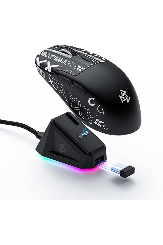 ماوس العاب لاسلكي من ديون فوياجر خفيف للغاية 66 غرام، بلوتوث/2.4G/USB-C وضع ثلاثي، 12800 DPI قابل لل