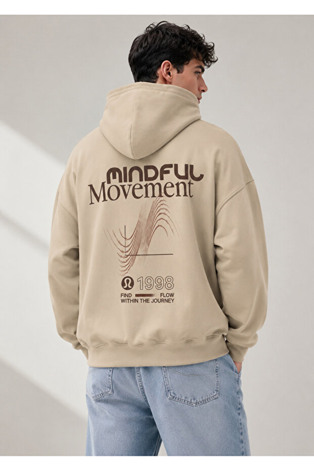 Unisex Lettering and Graphic Printed Oversize Hoodie Mindful Movement 1998 Hooded Sweatshirt