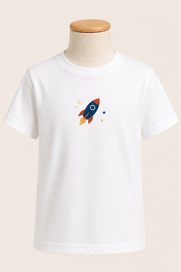 Children's White Series Mixed Prints Cotton Combed Cotton Unisex T-Shirt