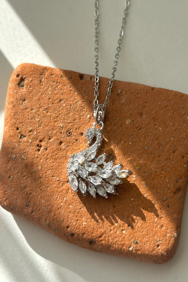 Crystal Stone Swan Model Steel Women's Necklace (22 Cm+4.50 cm)