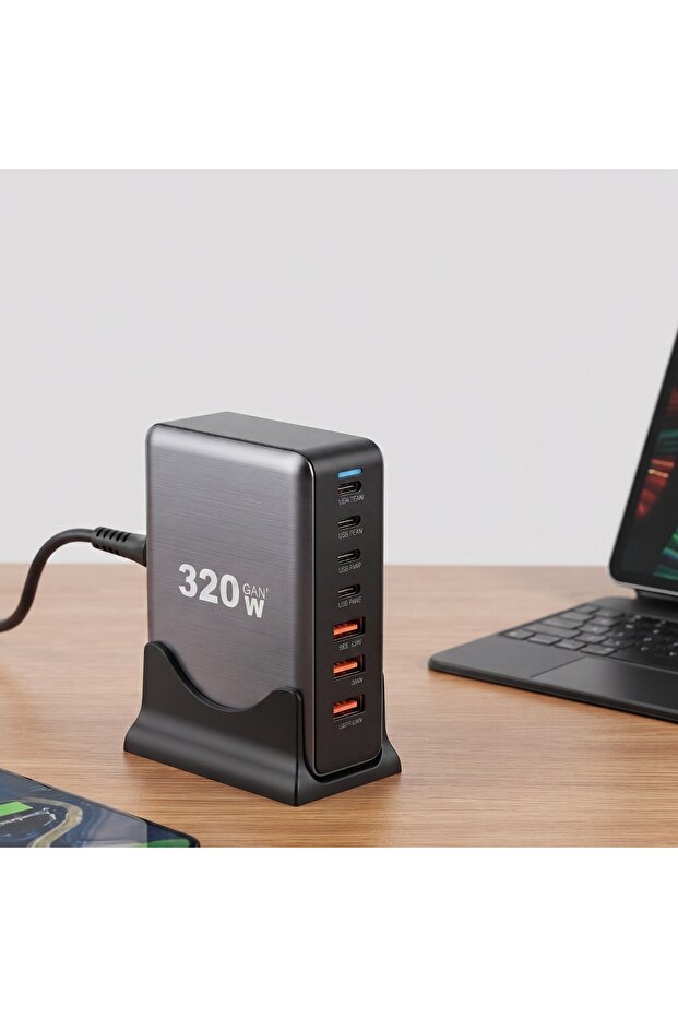 دي إن إكس ® شاحن مكتبي بقوة 320 واط مع 8 منافذ قوية (موديل DX237)