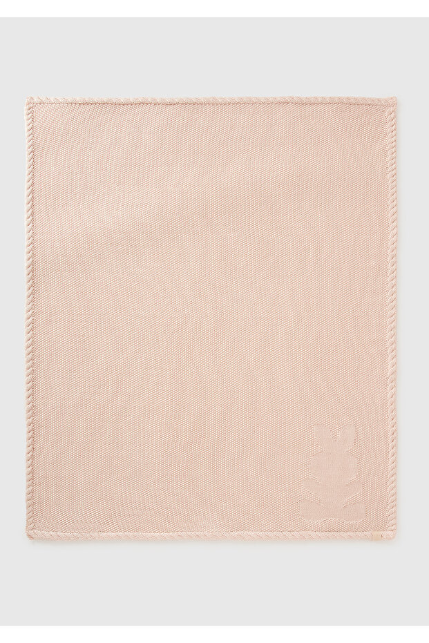 Baby Cream Rabbit Label Knitted Textured Baby Blanket