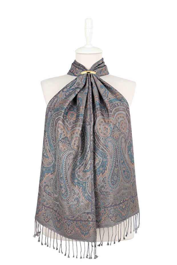 Smoked Purple Jamawar Woven Silk Scarf