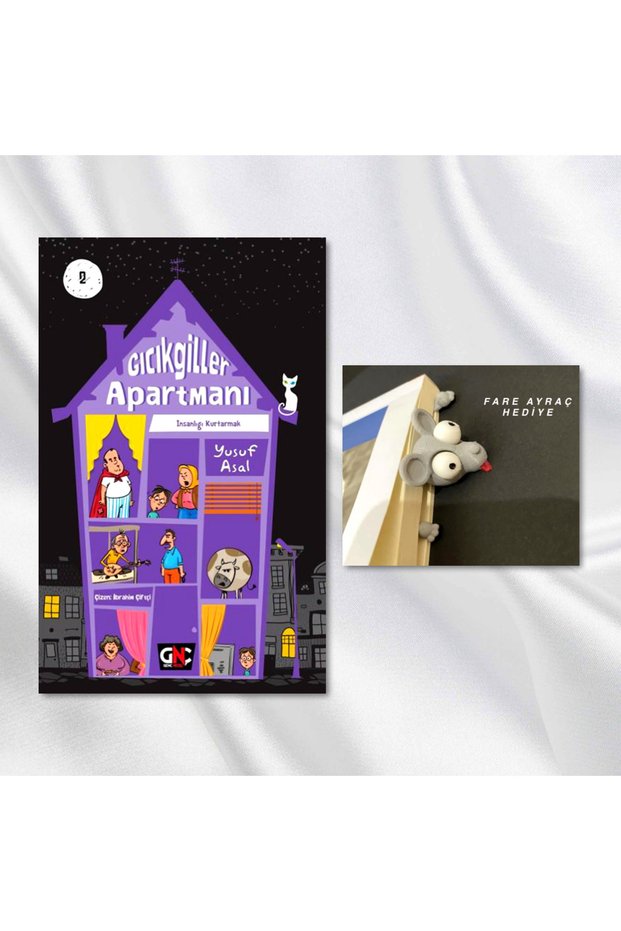 GICIKGİLLER APARTMANI - 2 / İNSANLIĞI KURTARMAK / Hardcover / Bookmark with the Figure of a Mouse Trapped in a Basket - Gift