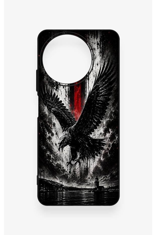 Realme 11 Compatible Black Eagle Patterned Silicone Case