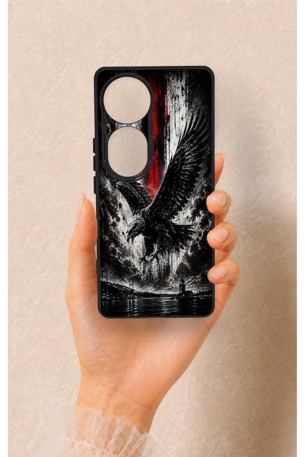 Vivo V40 Compatible Black Eagle Patterned Silicone Case