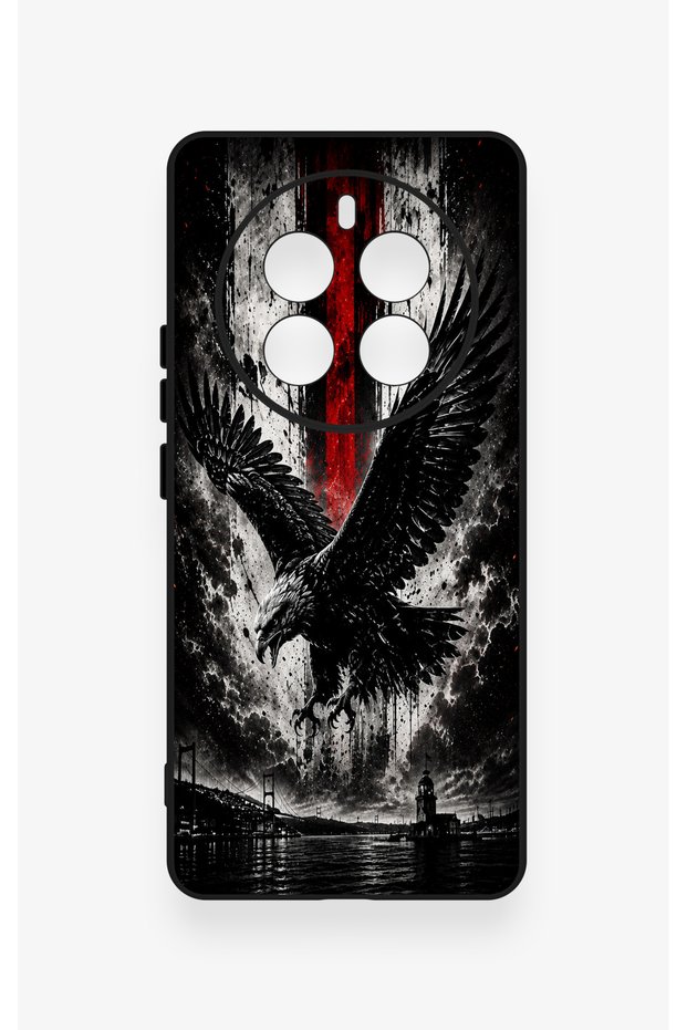 Realme 12 Pro Compatible Black Eagle Patterned Silicone Case