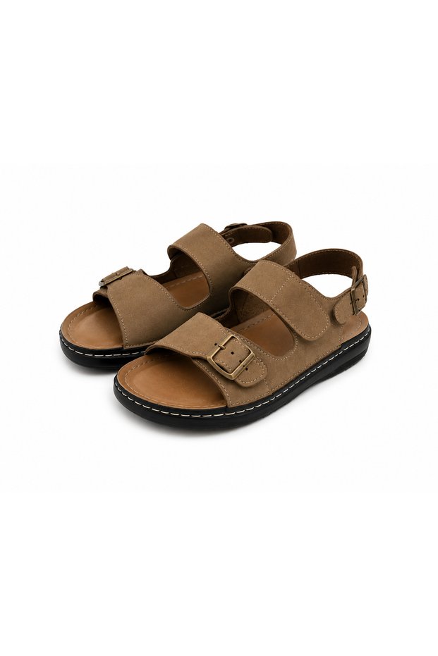 Comfort Leather Anatomical Tan Color Non-Slip Sole Sandals
