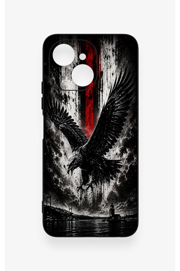 Tecno Spark 40C Compatible Black Eagle Patterned Silicone Case
