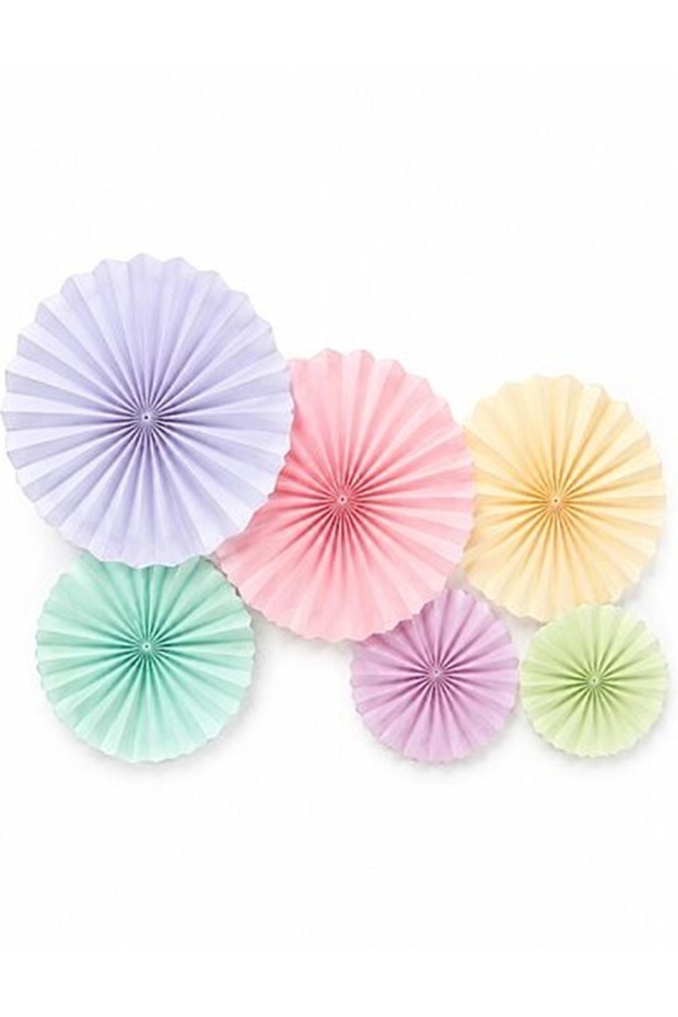 Paper Fan Macaron Assorted Set 6 Pieces