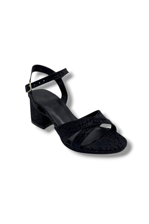 689-26 Glittery Mirrored Satin Cross Strap Women's Sandals