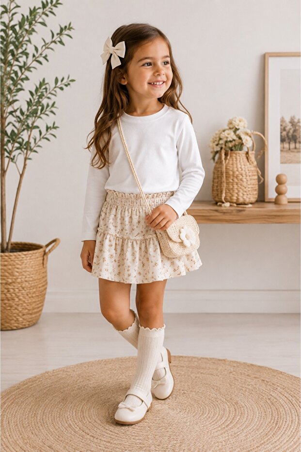100% Cotton Children's Long Sleeve Basic Badi – Girls Boys White & Cream
