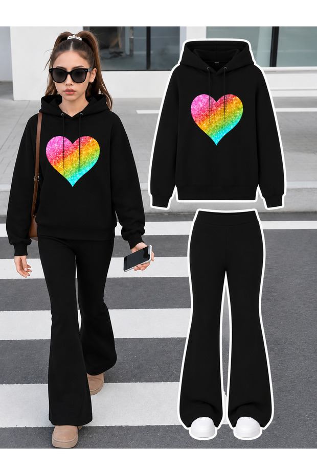 Girl's Hooded Sweatshirt and Spanish-Cut Leggings Set
