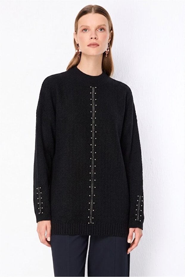 Stone Detailed Glittery Knitwear Sweater 10308
