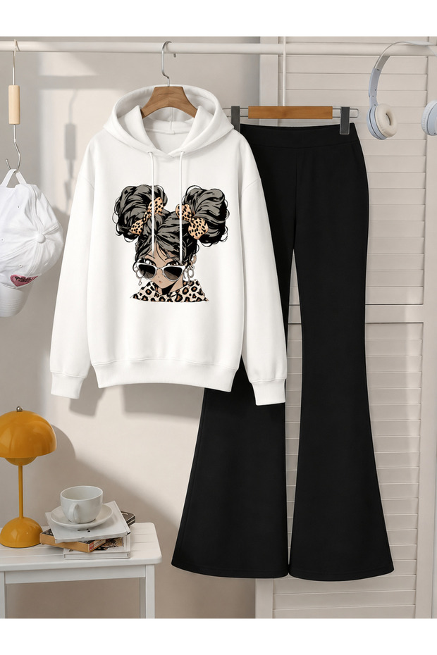 Girl's Hooded Sweatshirt and Spanish-Cut Leggings Set