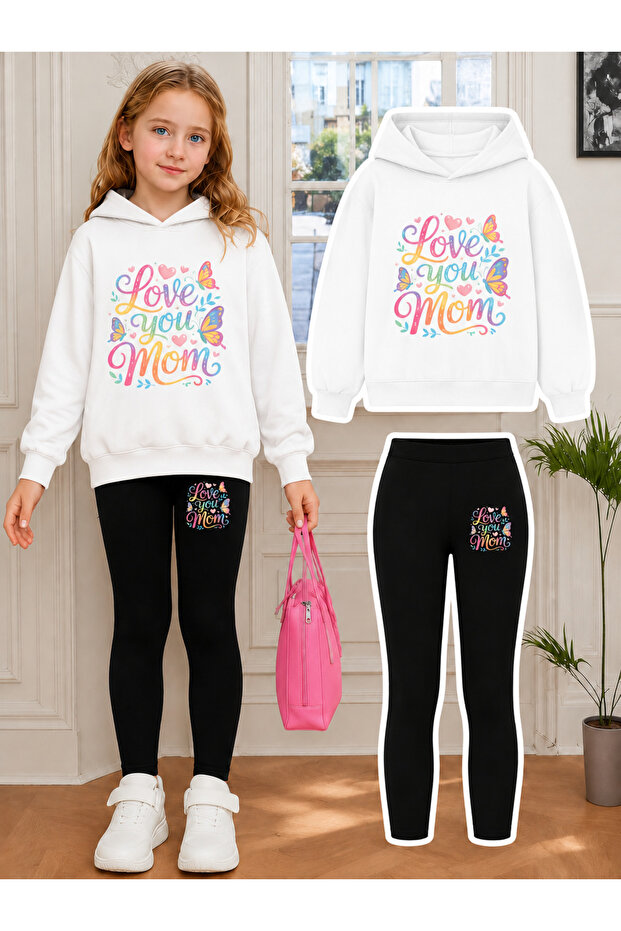 Girl's Crew Neck Sweatshirt and Leggings Set