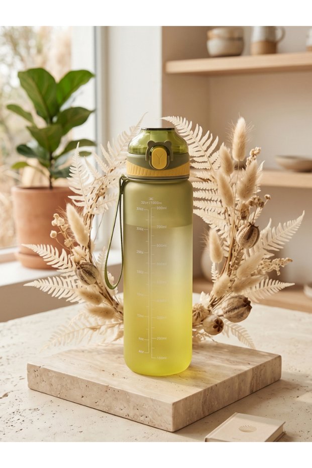 Sports Drink Bottle with Straw 1 Liter Motivational Water Bottle Bpa Free Leakproof for Automobile School Fitness Camping