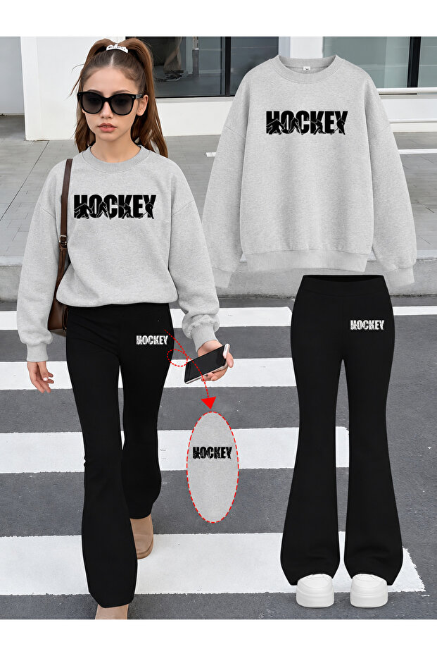Girl's Crew Neck Sweatshirt and Spanish-Cut Leggings Set
