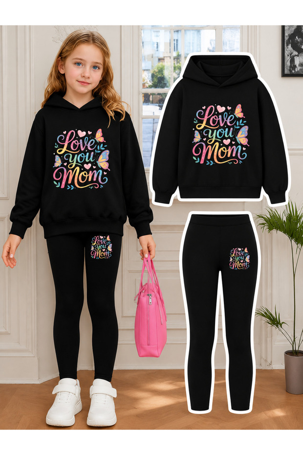 Girl's Crew Neck Sweatshirt and Leggings Set