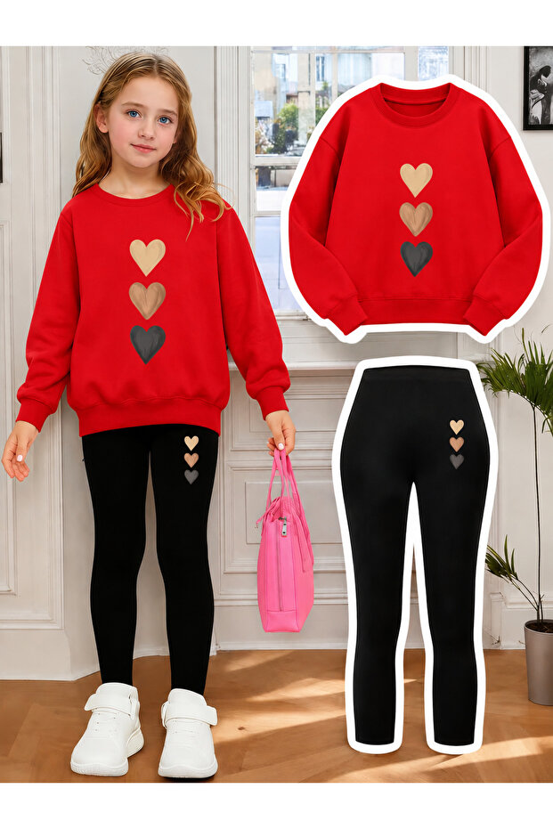 Girl's Crew Neck Sweatshirt and Leggings Set