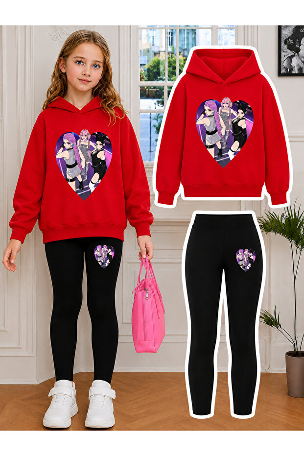 Girl's Crew Neck Sweatshirt and Leggings Set