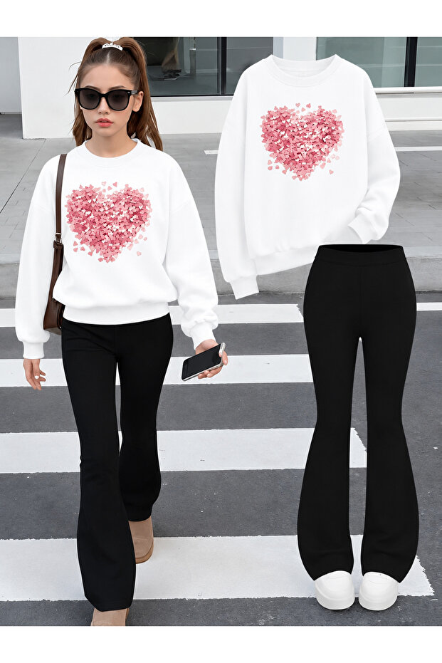 Girl's Crew Neck Sweatshirt and Spanish-Cut Leggings Set