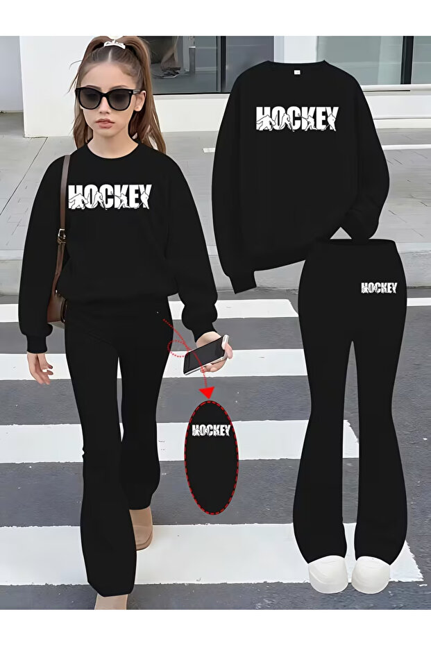 Girl's Crew Neck Sweatshirt and Spanish-Cut Leggings Set