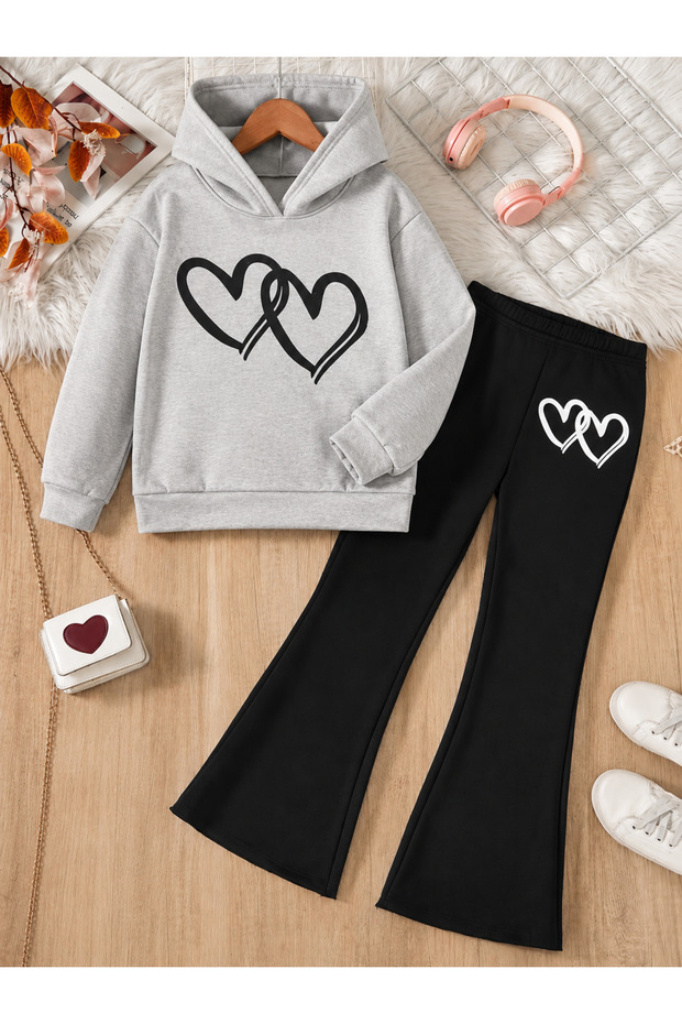 Girl's Hooded Sweatshirt and Spanish-Cut Leggings Set