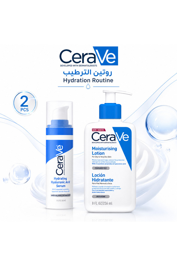 Deep Hydration Routine – Hyaluronic Acid Serum + Daily Moisturizing Lotion | 2 Pieces
