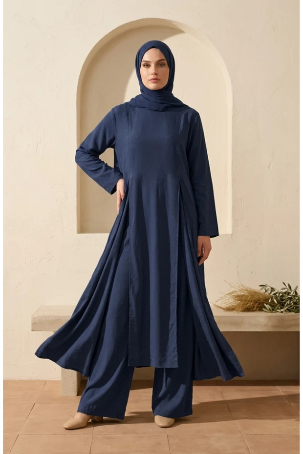 Modern Tesettür Combination Bamboo Double Set 2298-04 Navy Blue