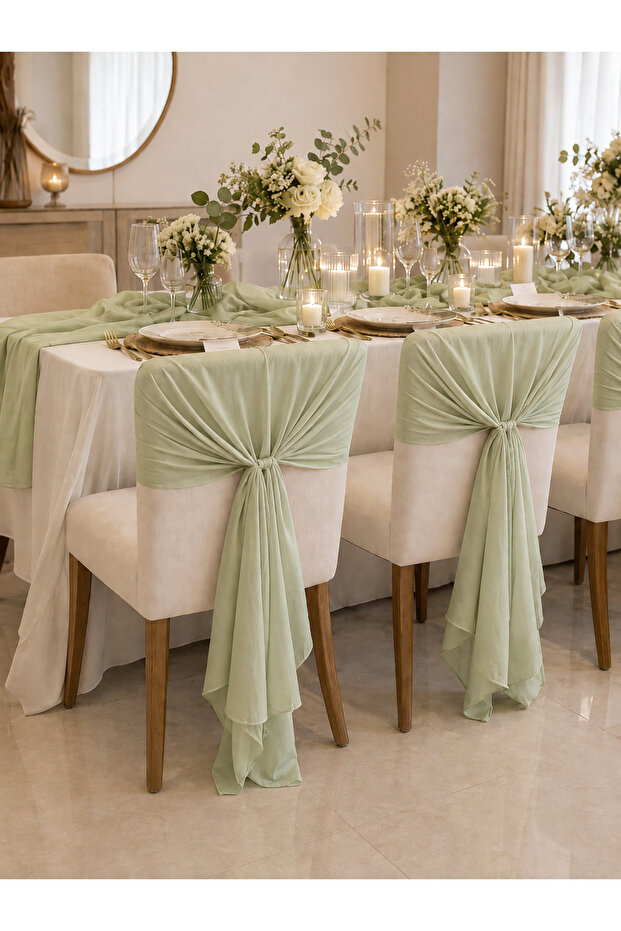 Chiffon Chair Ornament Bow Sash-Wedding Engagement Henna Bride Party Organization Decor 75*190 (1 Pc)