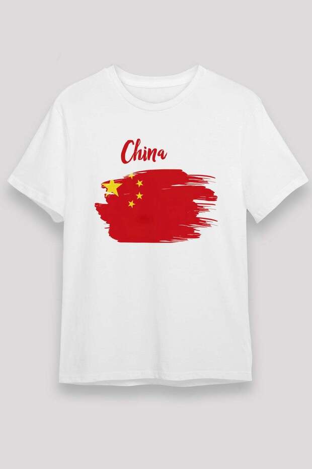 Chinese Flag Brushstroke Printed T-Shirt