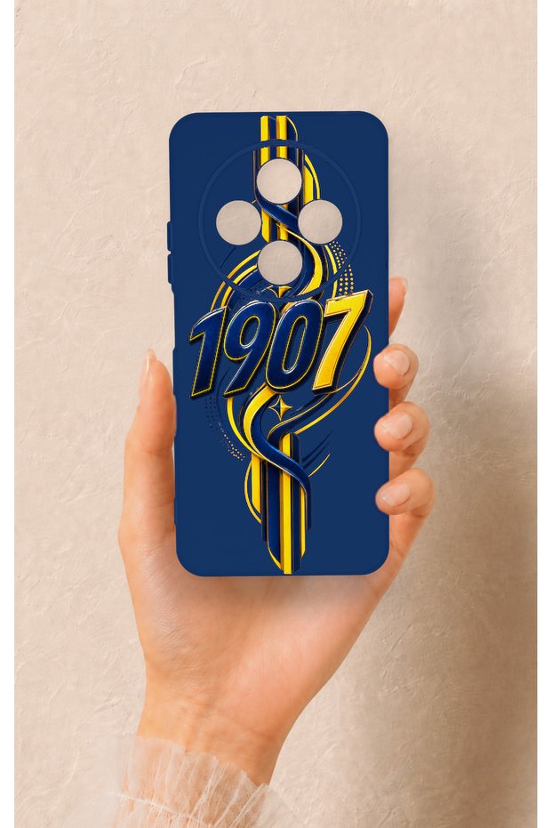Redmi 14C Compatible Yellow Navy Blue Ivy Patterned Silicone Case