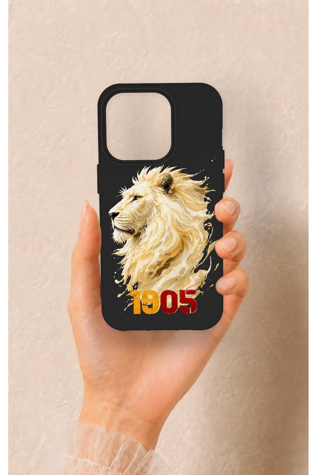 iPhone 14 Pro Compatible Yellow Red 1905 Lion Pattern Silicone Case