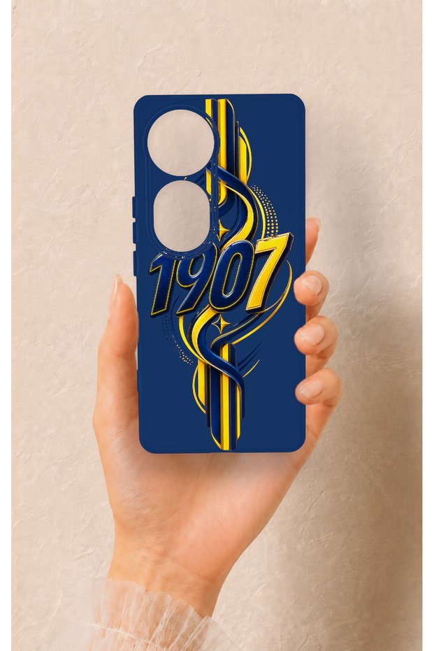 Vivo V40 Compatible Yellow Navy Blue Ivy Patterned Silicone Case