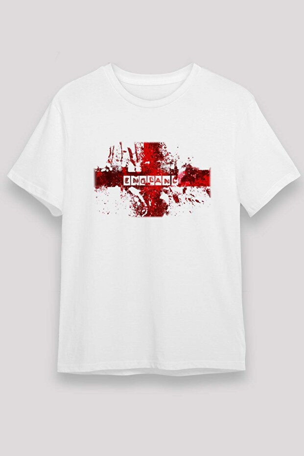 England Flag Splash Text Printed T-Shirt