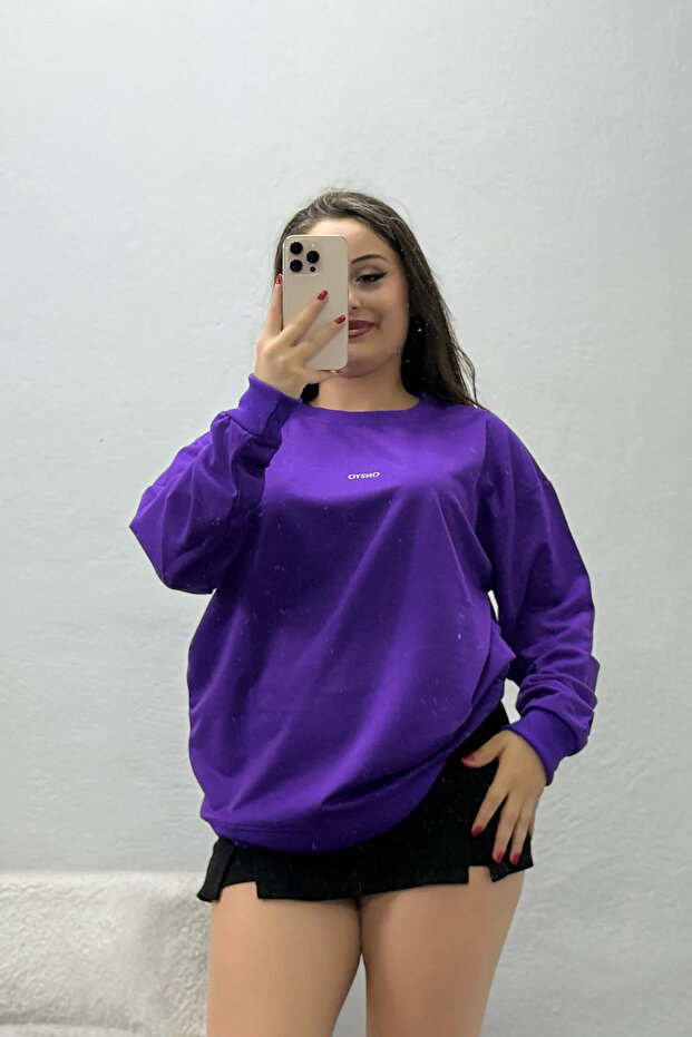 Women's Printed 2 Thread Sweat Purple