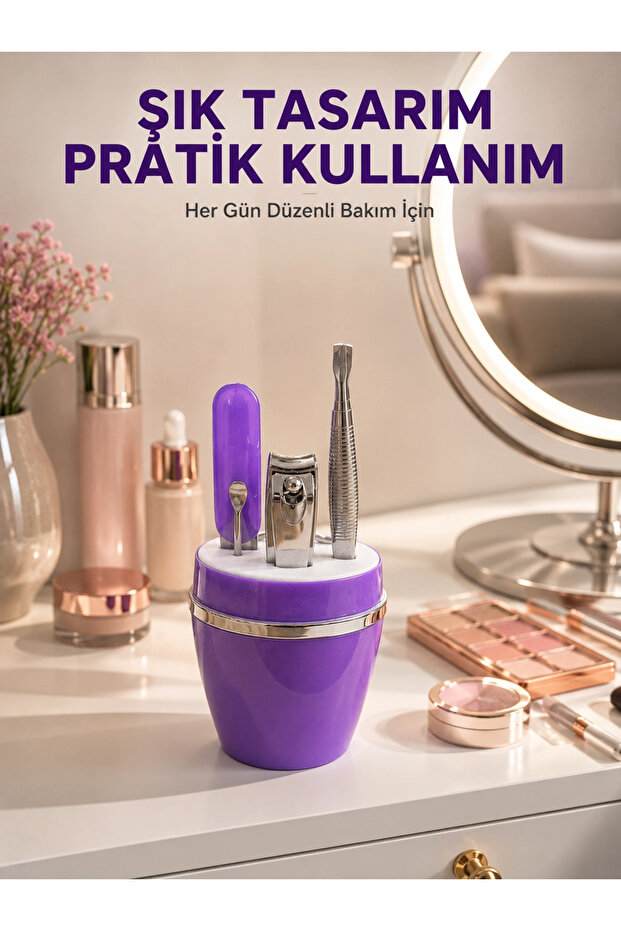 Purple Manicure Pedicure Set Portable Personal Care Kit