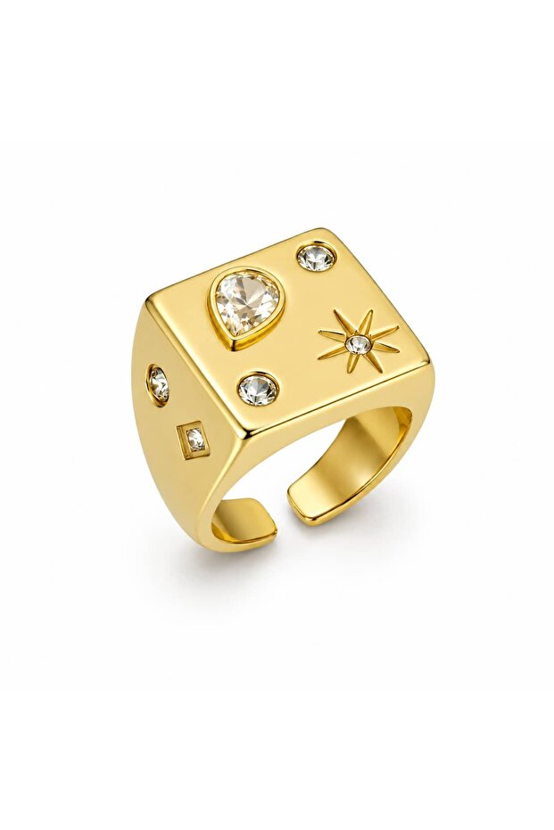 Special Series Stone Star Plate Ring (Adjustable)