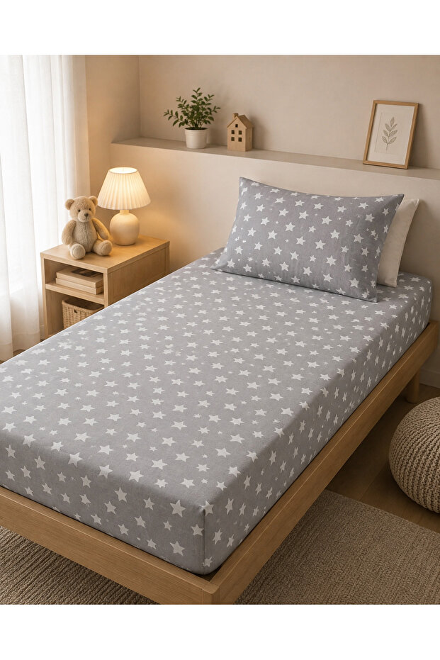 Single Elastic Sheet Set 100X200 cm with Geometric Pattern + 1 Pillowcase
