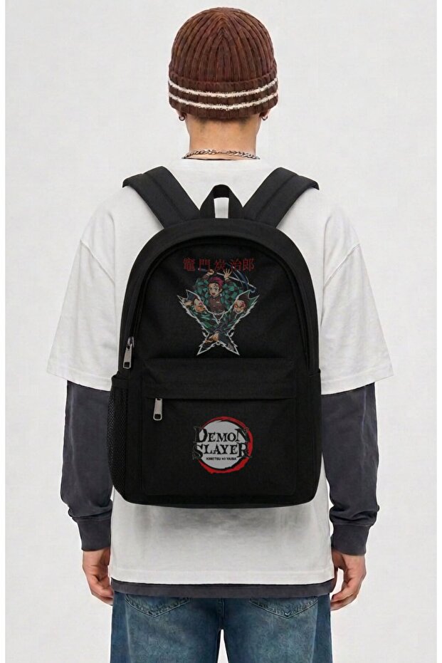 Unisex Demon Slayer Tanjiro Printed Backpack, Anime Themed School Bag