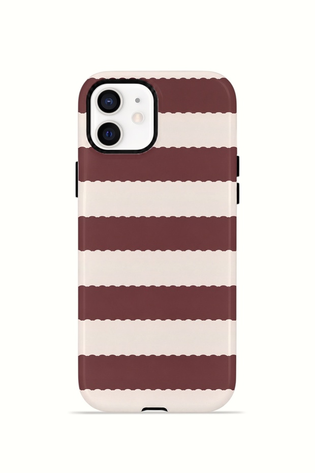 iPhone 12 Vorian Double Layer Case Plum Cream Stripe
