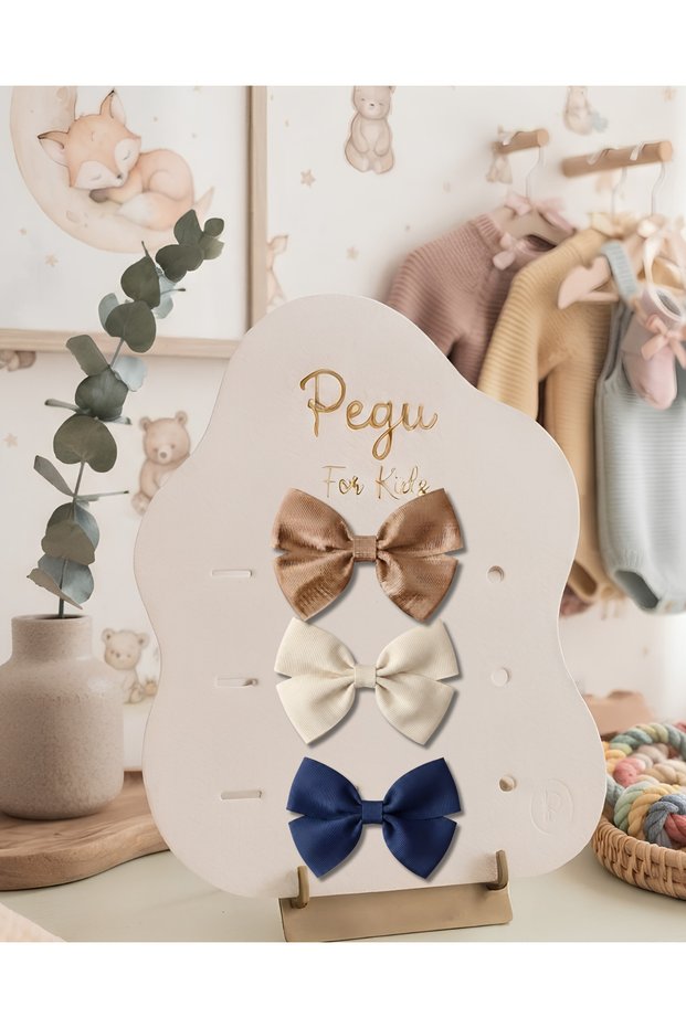 Little Dreams Series, 3-Piece Grosgrain Ribbon Bow Hair Clip, Hairpin. Preschool, School, Elementary School, Children and Teenagers Buckle Up.