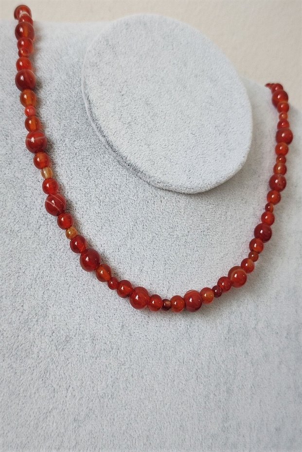 Certified 4-6-8 mm Agate Natural Stone Necklace