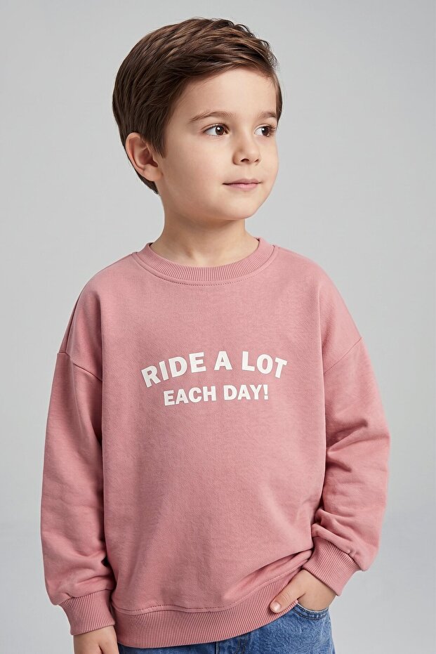 Boys' Cotton Printed Sweatshirt with Back Print, Relaxed Fit Sweatshirt