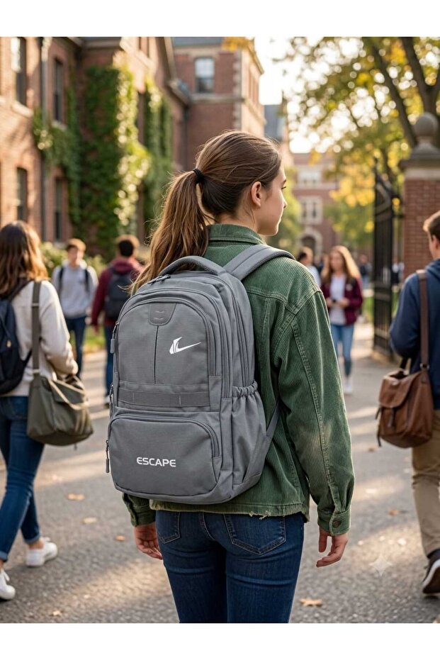 School Daily Use Lightweight Fabric Backpack with Laptop Compartment and 4 Compartments