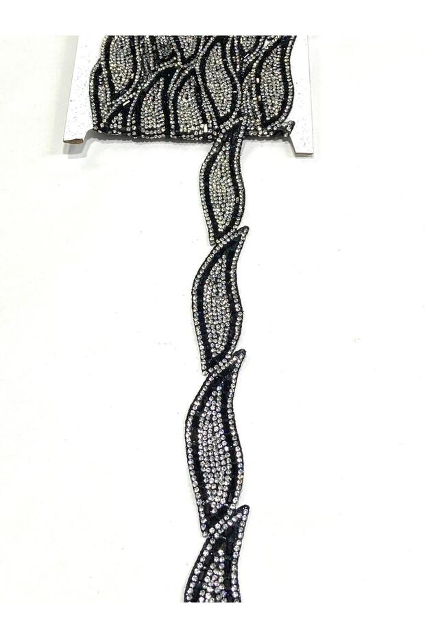 Leaf Model Iron-On Stone Strip / 50 cm / Df302 / Color Black